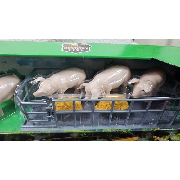 New Ray 1/18 Country Life Landrace Hog Pig Farm animal feeding accessory set NIB - Picture 2 of 6
